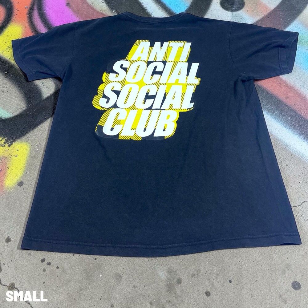 Anti Social Social Club T Shirt Mens SM Fragment Half Tone Tee Black‎ Yellow Tee